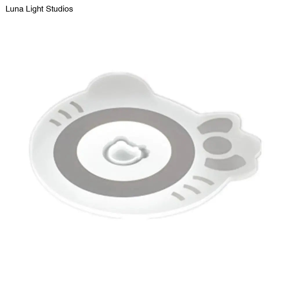 Whimsical Kitty Cartoon Flush Ceiling Light - Led Acrylic Lamp In White For Themed Park