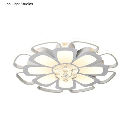 White Acrylic Blossom Led Ceiling Light - Crystal Ball Kids Lamp For Nursing Room