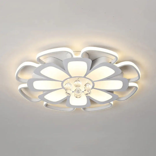 White Acrylic Blossom Led Ceiling Light - Crystal Ball Kids Lamp For Nursing Room / 20.5’ Warm