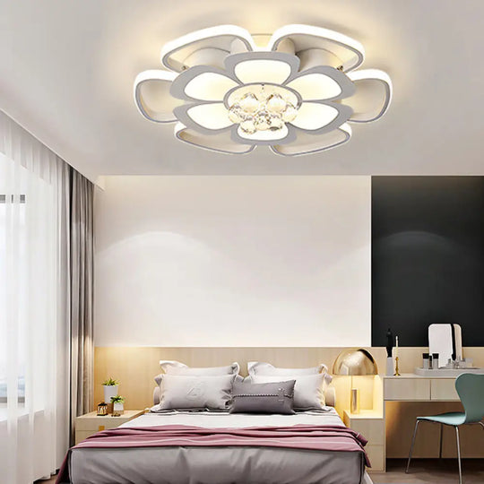 White Acrylic Blossom Led Ceiling Light - Crystal Ball Kids Lamp For Nursing Room / 27’