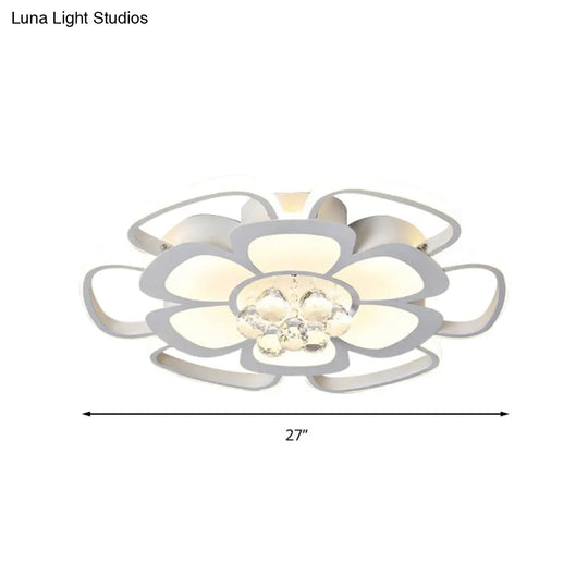 White Acrylic Blossom Led Ceiling Light - Crystal Ball Kids Lamp For Nursing Room