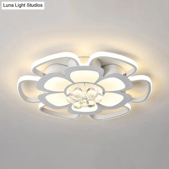 White Acrylic Blossom Led Ceiling Light - Crystal Ball Kids Lamp For Nursing Room