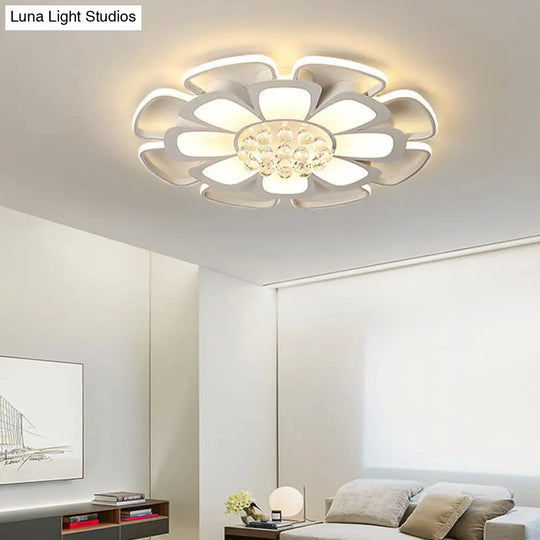 White Acrylic Blossom Led Ceiling Light - Crystal Ball Kids Lamp For Nursing Room / 31.5