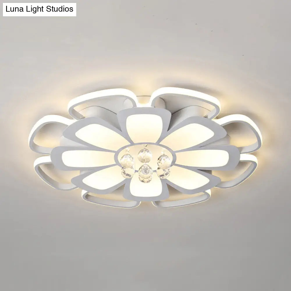 White Acrylic Blossom Led Ceiling Light - Crystal Ball Kids Lamp For Nursing Room / 20.5 Warm