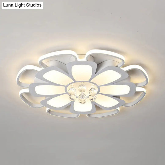 White Acrylic Blossom Led Ceiling Light - Crystal Ball Kids Lamp For Nursing Room / 20.5 Warm