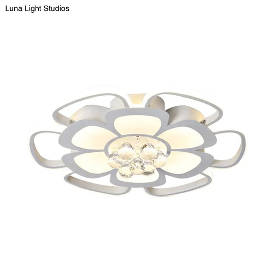White Acrylic Blossom Led Ceiling Light - Crystal Ball Kids Lamp For Nursing Room