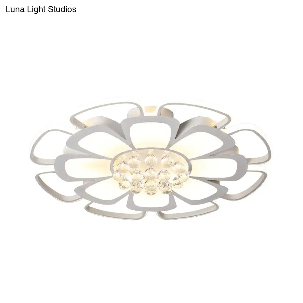 White Acrylic Blossom Led Ceiling Light - Crystal Ball Kids Lamp For Nursing Room