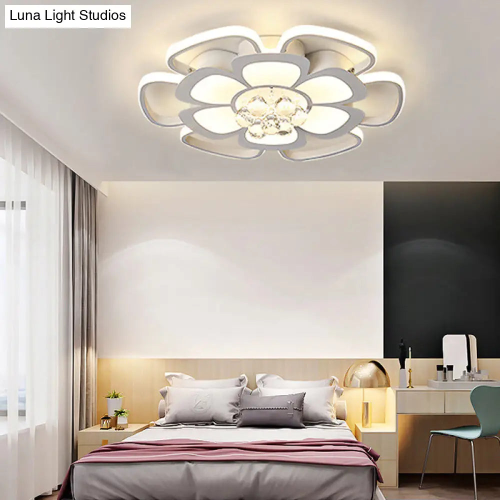White Acrylic Blossom Led Ceiling Light - Crystal Ball Kids Lamp For Nursing Room / 27