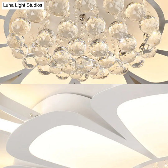 White Acrylic Blossom Led Ceiling Light - Crystal Ball Kids Lamp For Nursing Room