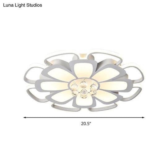 White Acrylic Blossom Led Ceiling Light - Crystal Ball Kids Lamp For Nursing Room