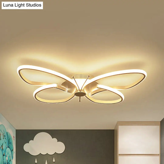 White Acrylic Butterfly Ceiling Light For Nursing Room - Contemporary Flush Mount