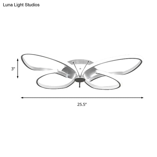 White Acrylic Butterfly Ceiling Light For Nursing Room - Contemporary Flush Mount