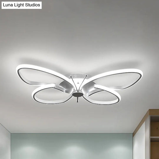 White Acrylic Butterfly Ceiling Light For Nursing Room - Contemporary Flush Mount / 15