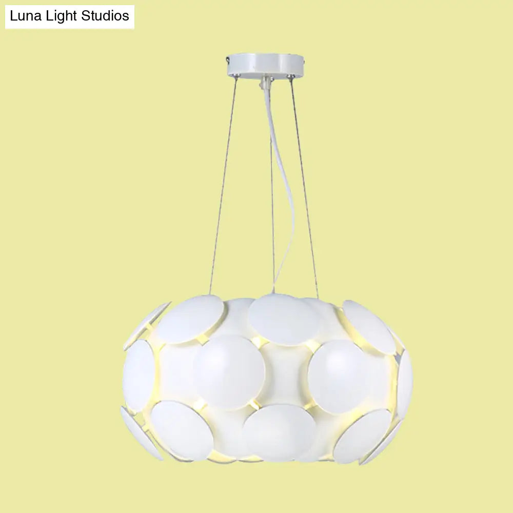 White Acrylic Circle Pendant Chandelier With Drum Design - Modern 3-Light Ceiling Lamp For