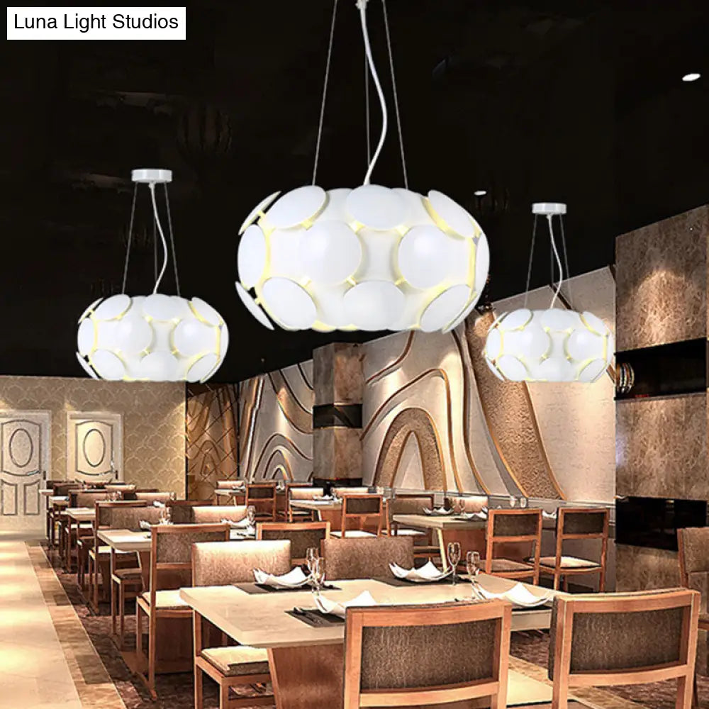 White Acrylic Circle Pendant Chandelier With Drum Design - Modern 3-Light Ceiling Lamp For