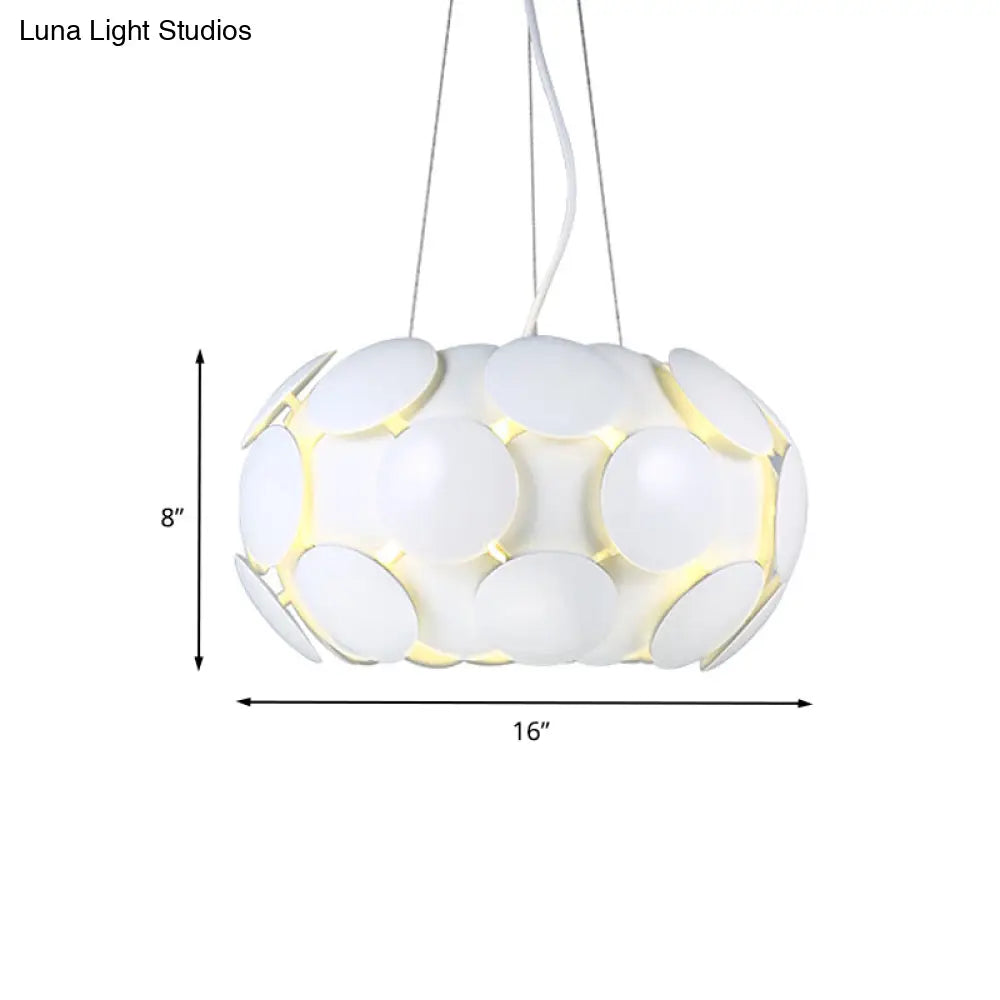 White Acrylic Circle Pendant Chandelier With Drum Design - Modern 3-Light Ceiling Lamp For