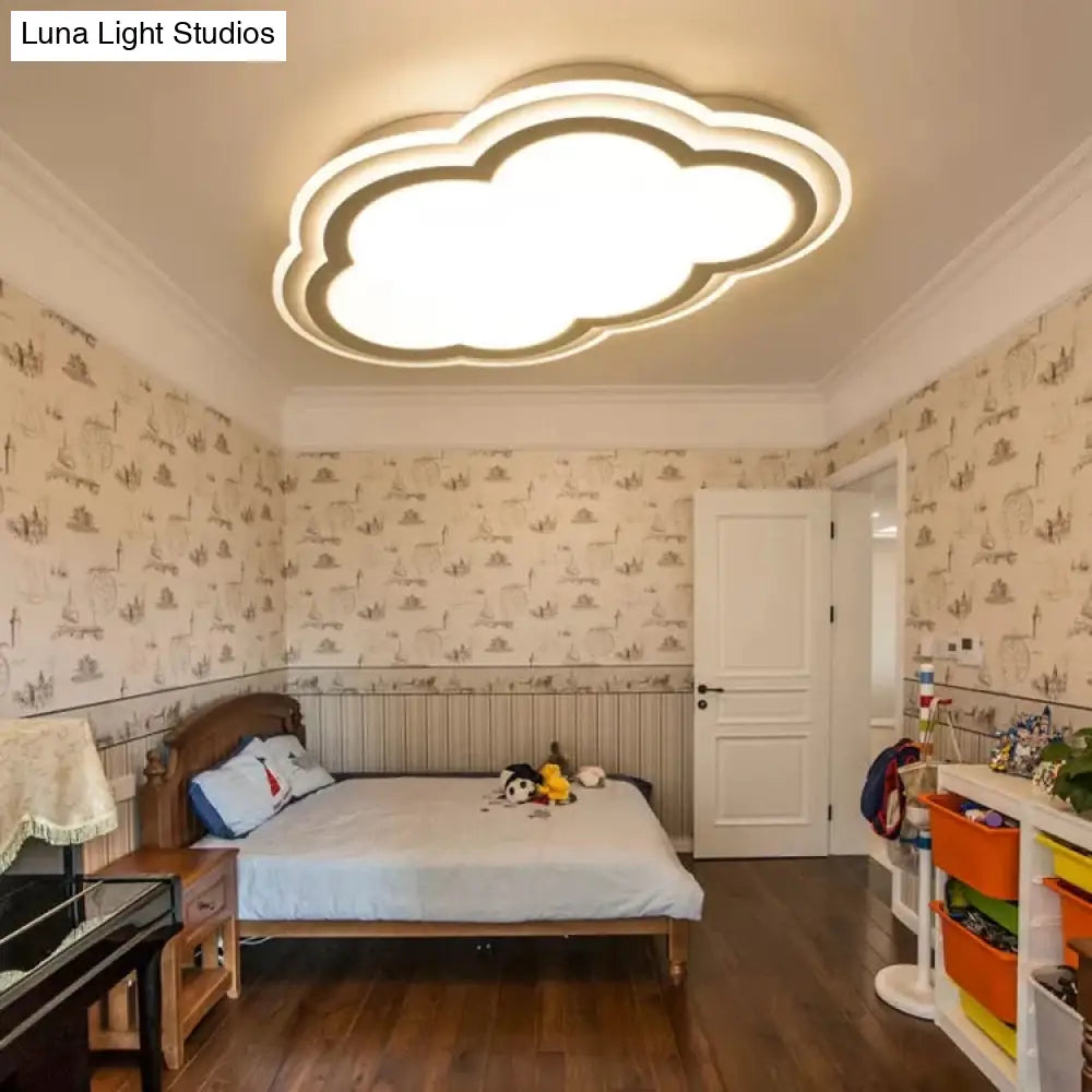 White Acrylic Cloud Ceiling Flush Mount Light With Simple Teen Style
