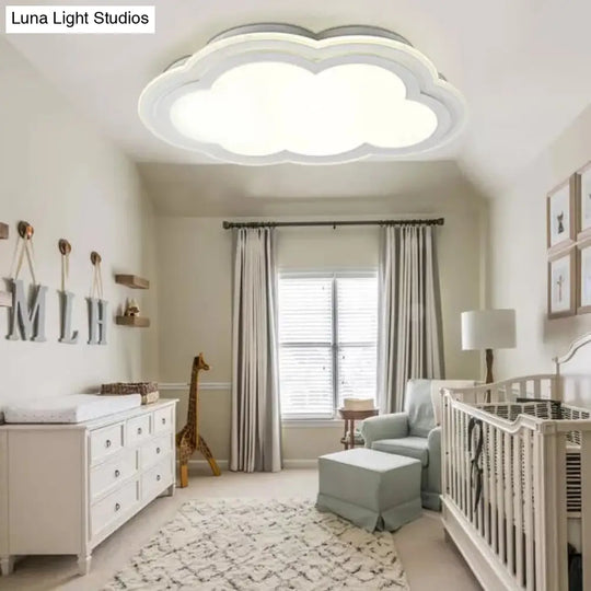 White Acrylic Cloud Ceiling Flush Mount Light With Simple Teen Style