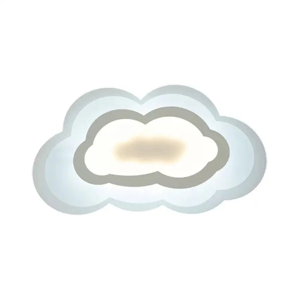 White Acrylic Cloud Ceiling Flush Mount Light With Simple Teen Style / Third Gear A