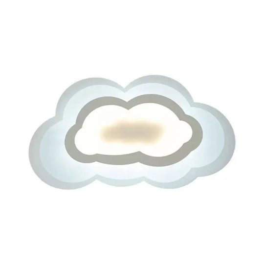 White Acrylic Cloud Ceiling Flush Mount Light With Simple Teen Style / Third Gear A