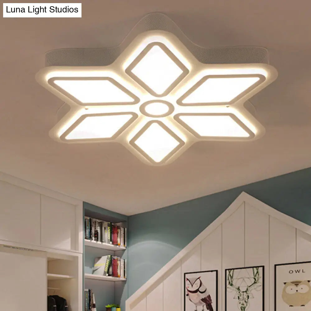 White Acrylic Designer Bedroom Ceiling Light Flush Mount Fixture / Warm A
