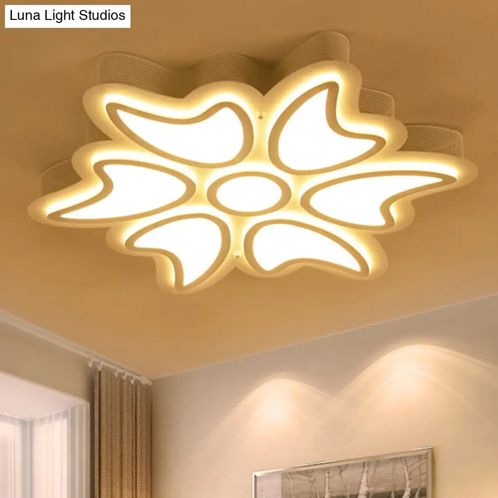 White Acrylic Designer Bedroom Ceiling Light Flush Mount Fixture / Warm C