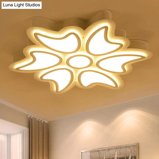 White Acrylic Designer Bedroom Ceiling Light Flush Mount Fixture / Warm C