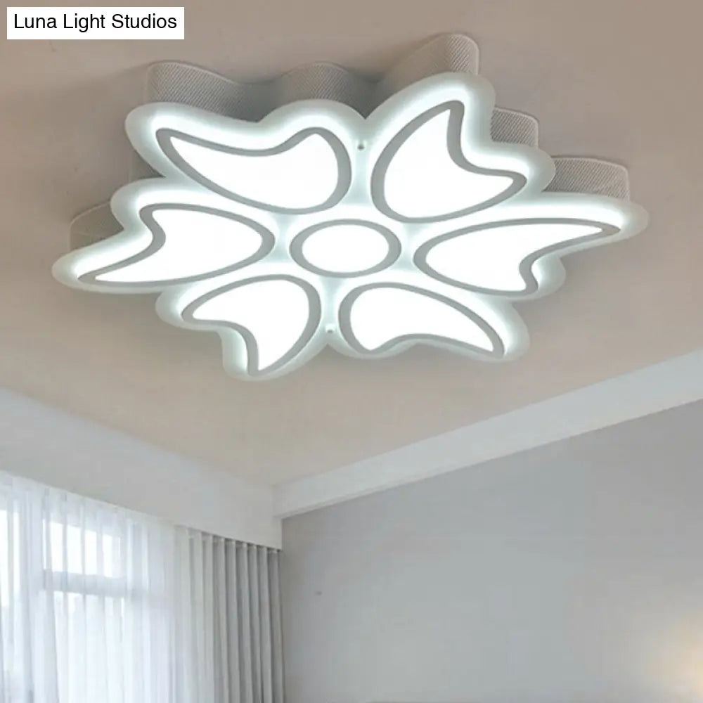 White Acrylic Designer Bedroom Ceiling Light Flush Mount Fixture / C