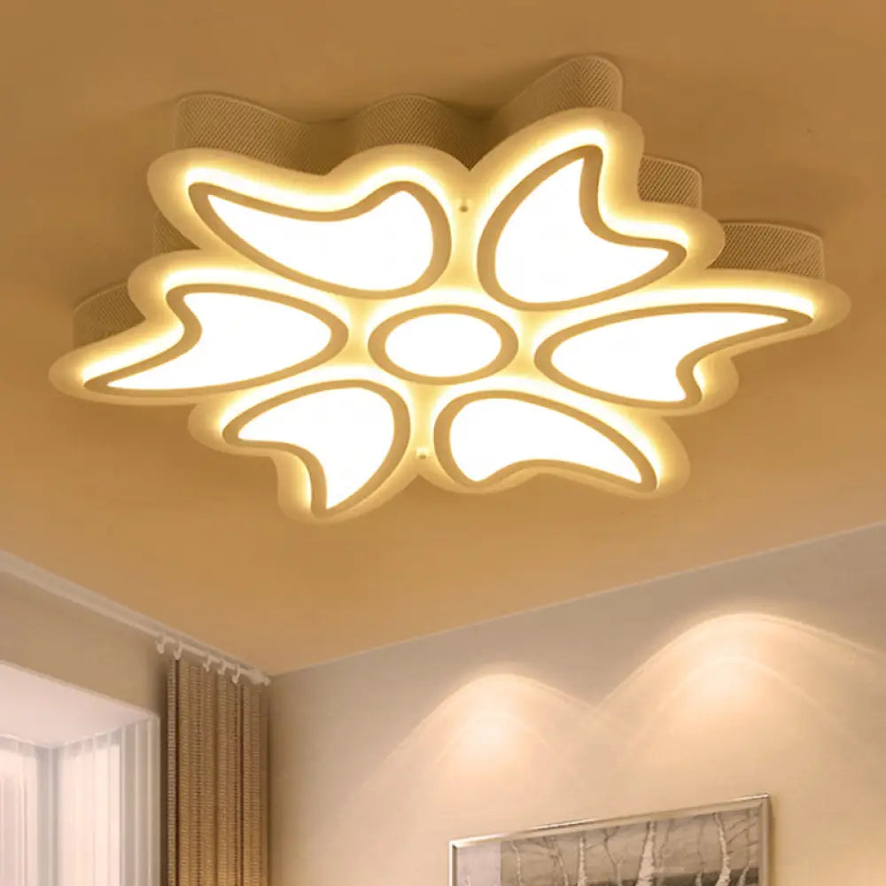 White Acrylic Designer Bedroom Ceiling Light Flush Mount Fixture / Warm C