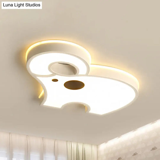 White Acrylic Elephant Ceiling Mount Led Light - Ideal For Child Bedroom