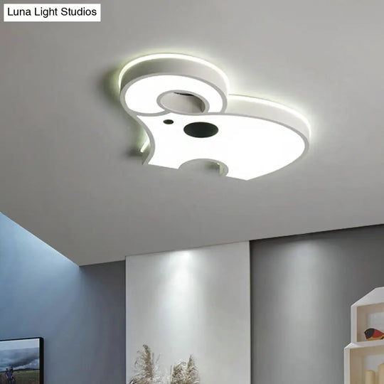 White Acrylic Elephant Ceiling Mount Led Light - Ideal For Child Bedroom /