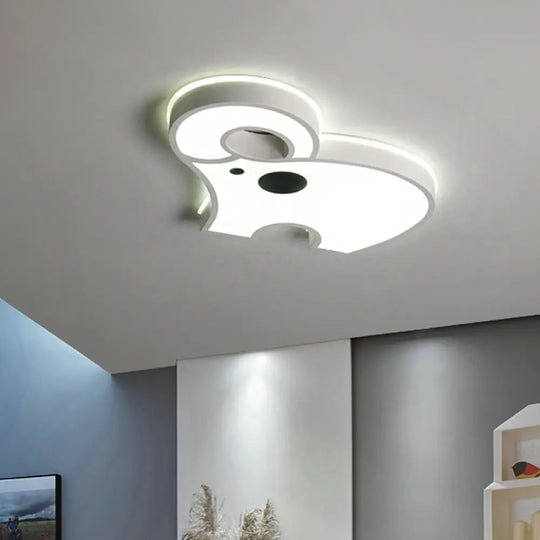 White Acrylic Elephant Ceiling Mount Led Light - Ideal For Child Bedroom /