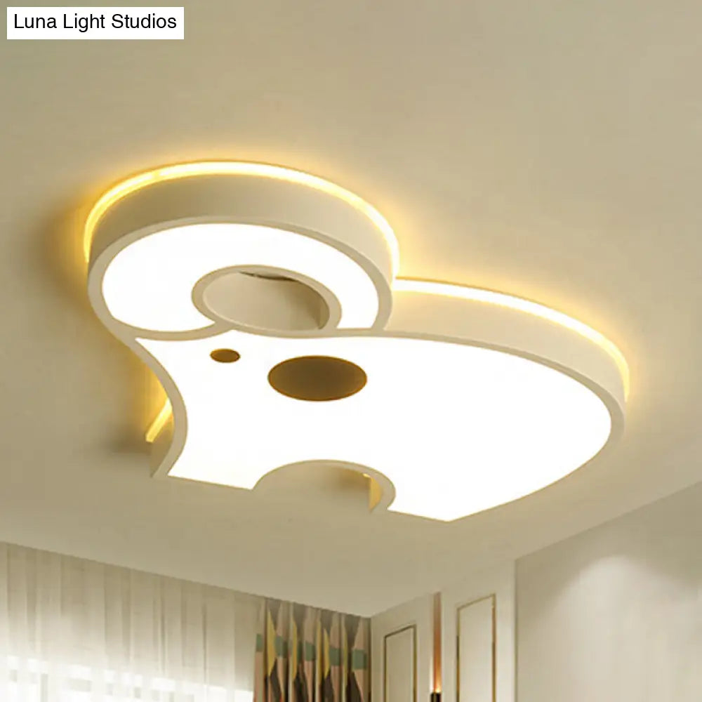 White Acrylic Elephant Ceiling Mount Led Light - Ideal For Child Bedroom / Third Gear