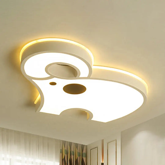 White Acrylic Elephant Ceiling Mount Led Light - Ideal For Child Bedroom / Third Gear