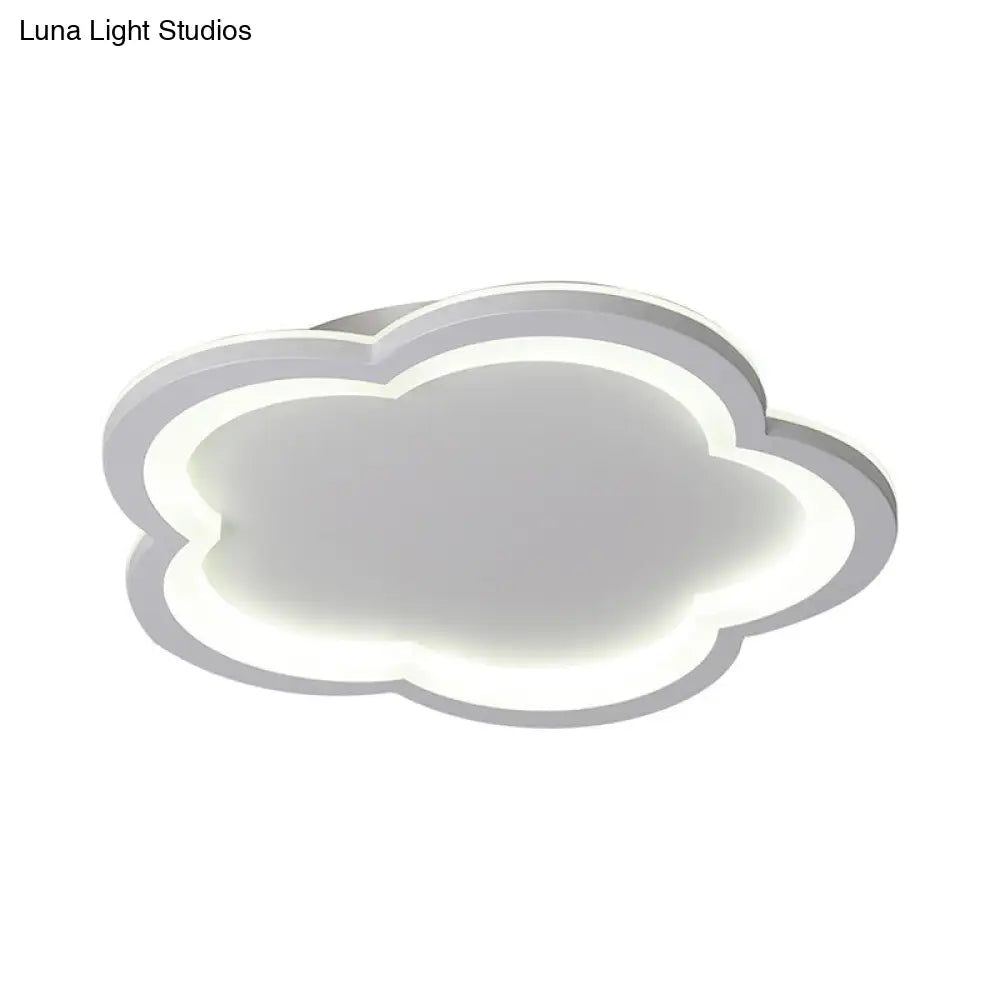 White Acrylic Flower Led Flush Mount Ceiling Lamp - Perfect For Kid’s Bedroom