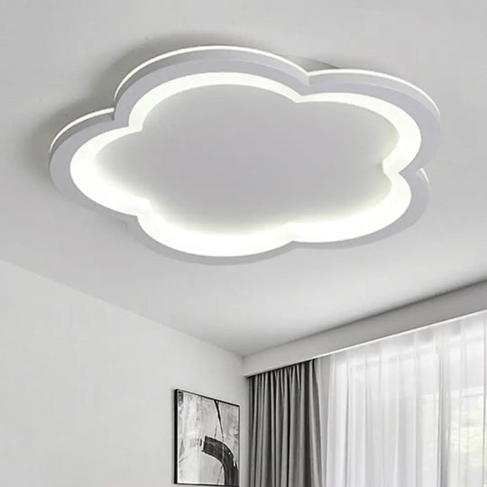 White Acrylic Flower Led Flush Mount Ceiling Lamp - Perfect For Kid’s Bedroom / 10’