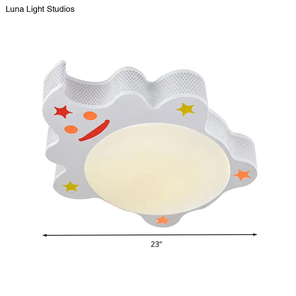 White Acrylic Flush Mount Ceiling Light Fixture For Kindergarten: Modern Animal Design