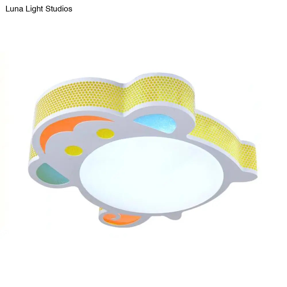 White Acrylic Flush Mount Ceiling Light Fixture For Kindergarten: Modern Animal Design