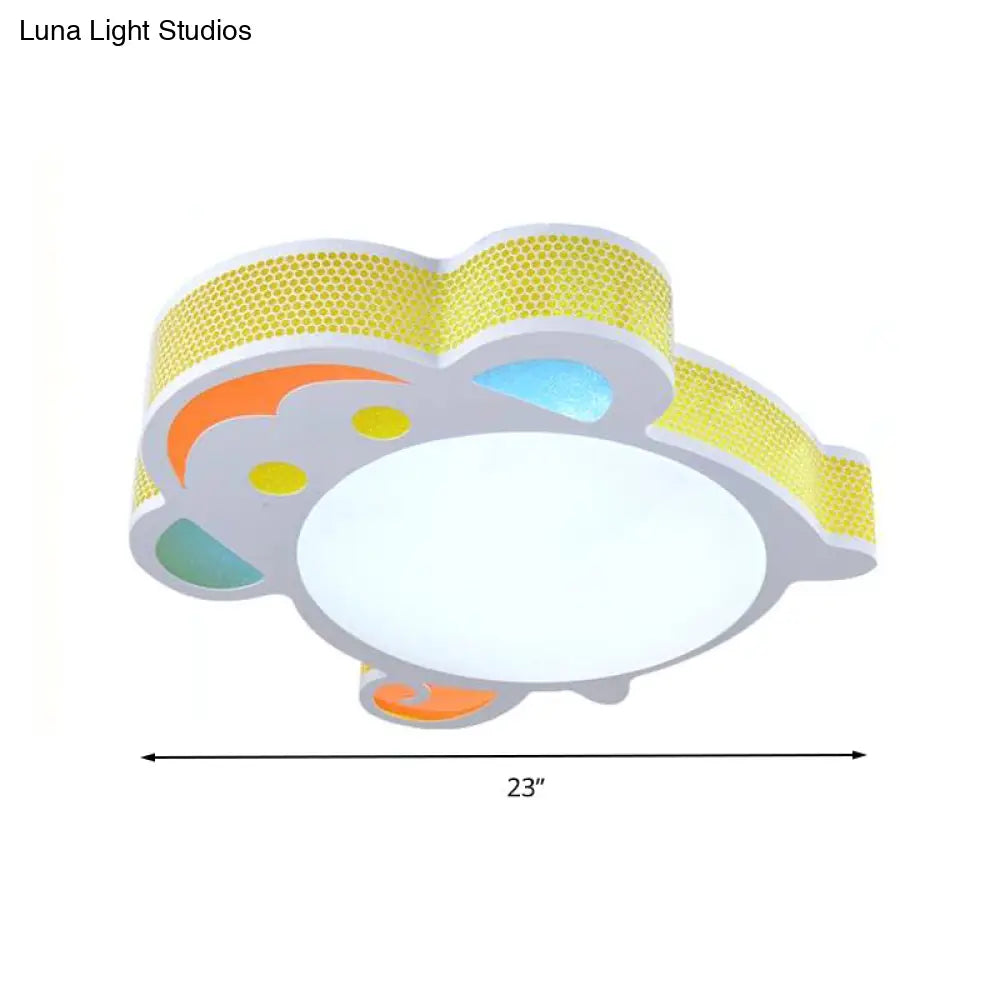 White Acrylic Flush Mount Ceiling Light Fixture For Kindergarten: Modern Animal Design