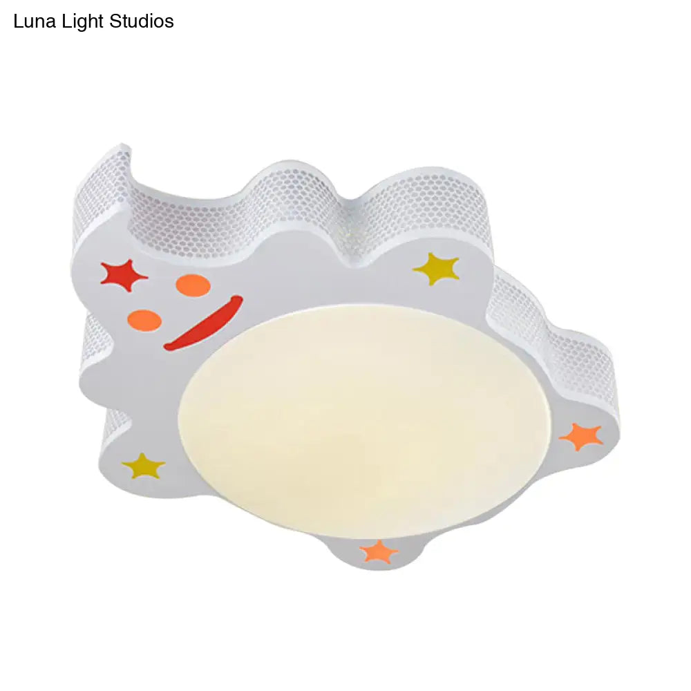 White Acrylic Flush Mount Ceiling Light Fixture For Kindergarten: Modern Animal Design