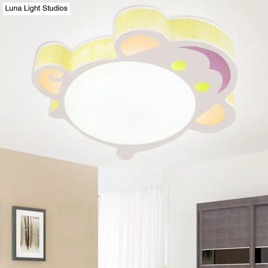 White Acrylic Flush Mount Ceiling Light Fixture For Kindergarten: Modern Animal Design / A