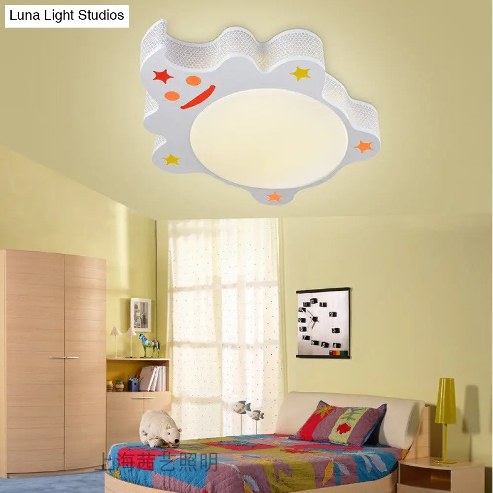 White Acrylic Flush Mount Ceiling Light Fixture For Kindergarten: Modern Animal Design / Warm B