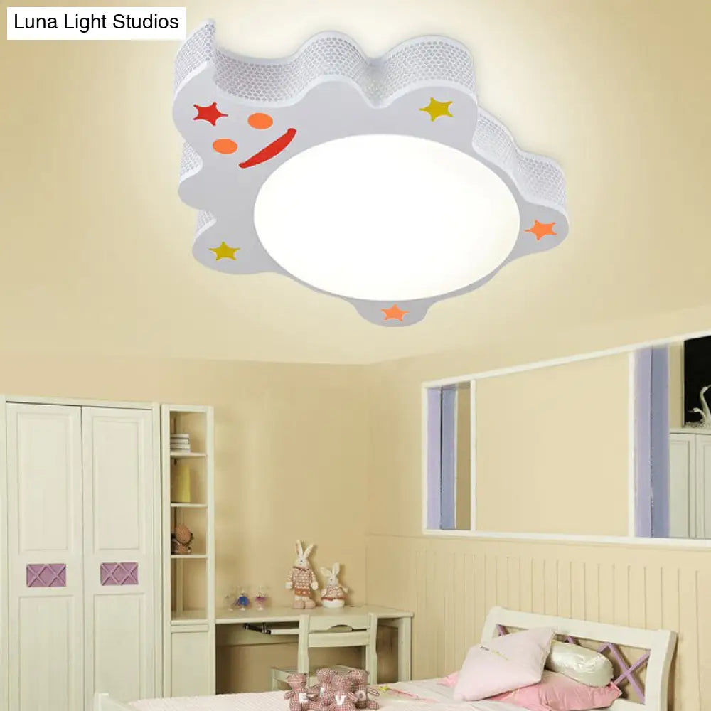 White Acrylic Flush Mount Ceiling Light Fixture For Kindergarten: Modern Animal Design / B