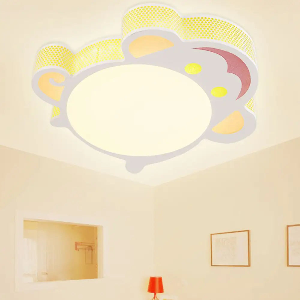 White Acrylic Flush Mount Ceiling Light Fixture For Kindergarten: Modern Animal Design / Warm A