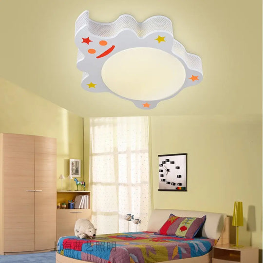 White Acrylic Flush Mount Ceiling Light Fixture For Kindergarten: Modern Animal Design / Warm B