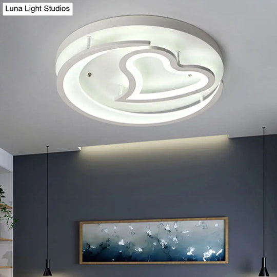 White Acrylic Heart Flush Mount Ceiling Light For Chic Modern Living Room / 16