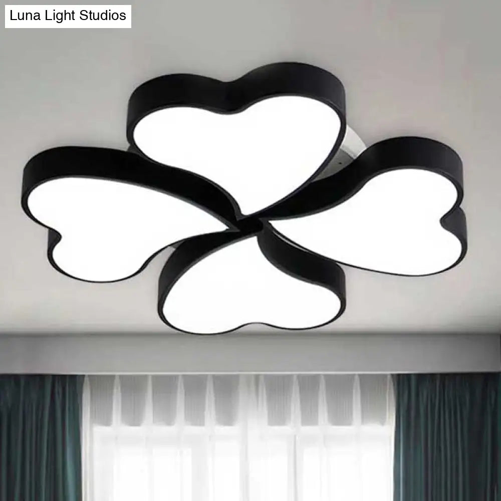 White Acrylic Heart Led Flush Ceiling Light Fixture For Bedroom Art Deco Style