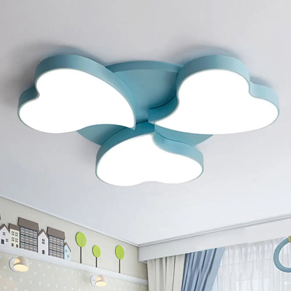 White Acrylic Heart Led Flush Ceiling Light Fixture For Bedroom Art Deco Style 3 / Blue