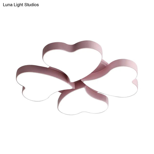 White Acrylic Heart Led Flush Ceiling Light Fixture For Bedroom Art Deco Style