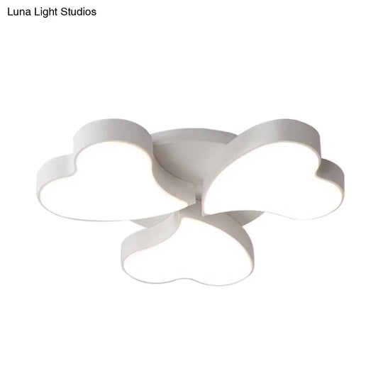 White Acrylic Heart Led Flush Ceiling Light Fixture For Bedroom Art Deco Style